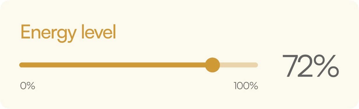 Study energy slider in the biu app