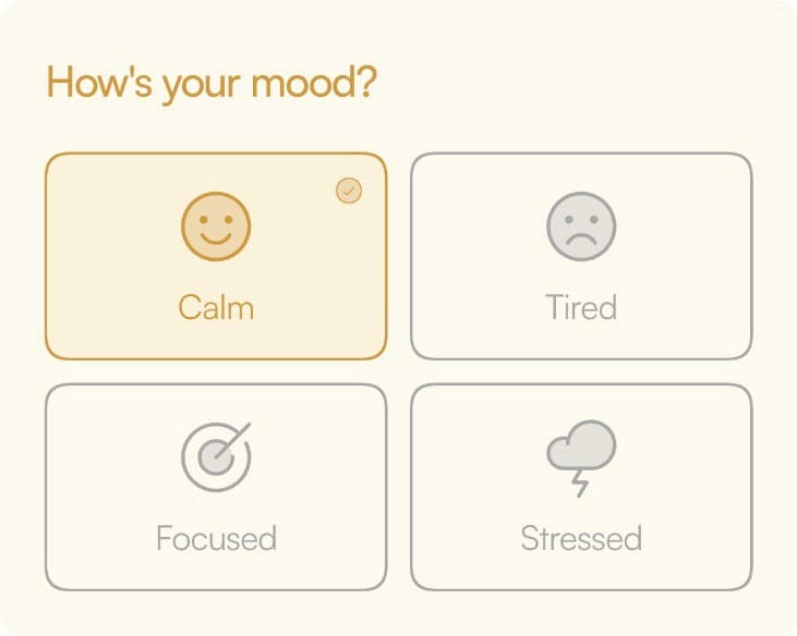 Mood selector in the biu app